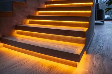 Modern stairs with LED lighting