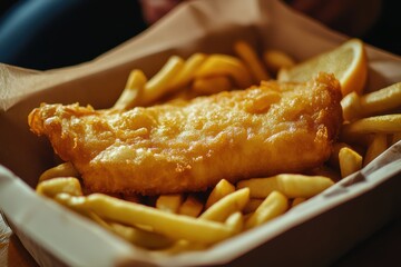 Closeup of fish and chips