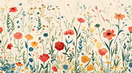 A colorful array of wildflowers blooms richly against a soft background, showcasing nature's beauty