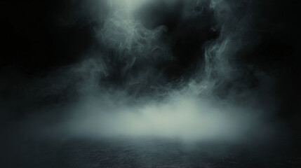 Fototapeta premium Mysterious Dark Mist over Water with Dramatic Fog and Eerie Atmosphere at Night