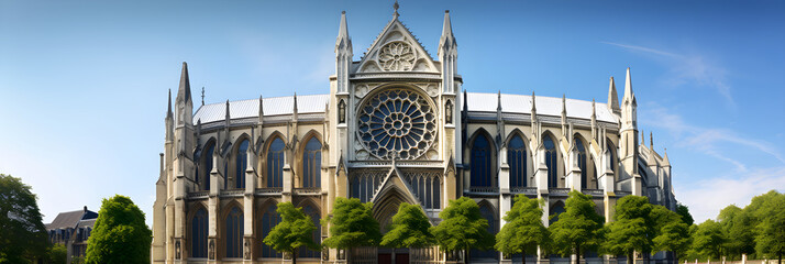 Majestic Gothic Cathedral Under a Dramatic Sky: A Glorious Example of Gothic Architecture