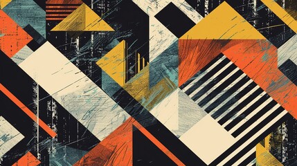 Abstract geometric design featuring vibrant colors and sharp angles in a modern artwork setting