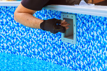 Skimmer basket installed on frame collects dirt trash and is paired with filtration system for...