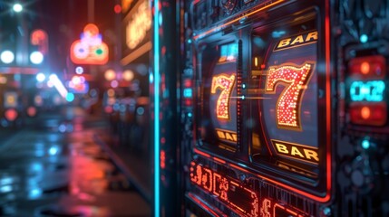 Slot machine with Bitcoin symbols, representing the speculative nature of cryptocurrency investments.