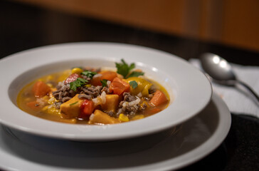 view of a traditional chilean dish carbonada