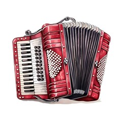 Bavarian accordion watercolor illustration for Octoberfest celebration.