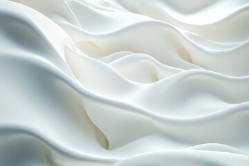 Fototapeta premium Creamy White Abstract Flowing Smooth Material Pattern Generative Illustration