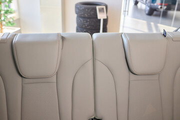 Fototapeta premium Car back seat with headrest and arm rest, a comfortable automotive fixture