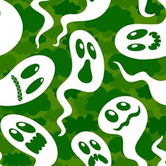 Halloween ghost seamless cartoon pattern for wrapping paper and fabrics
