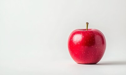 A red apple sits on a white background