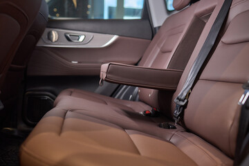 Vehicle armrest with cup holder, beige design, for luxury cars