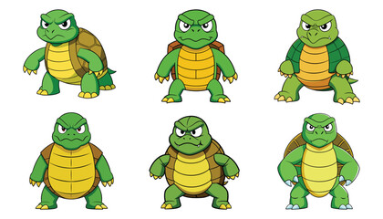 Tortoise cartoon character illustration set
