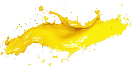 orange juice splash, yellow paint splash isolated on white and transparent background