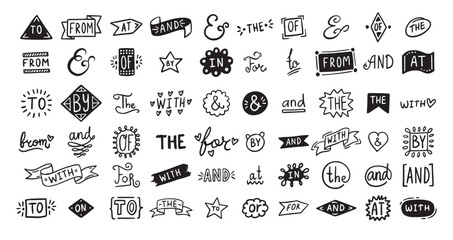 Hand drawn doodle elements set, ampersands, catchwords. vintage doodle ampersands, catchwords, calligraphy