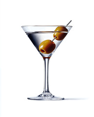 Martini Cocktail in a martini glass with olives
