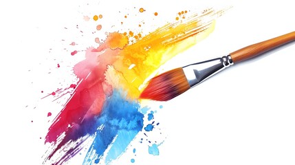 Obraz premium Logo, symbol and banner for painter and paint studio. Art brush mixed paint. Palette of colours.