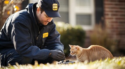 An animal control worker scanning a stray cat for a microchip, demonstrating the importance of pet identification.