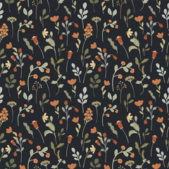 cute dark wildflower seamless pattern © wulano