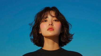 Young Asian Woman, Sea View Fills Her With Peace