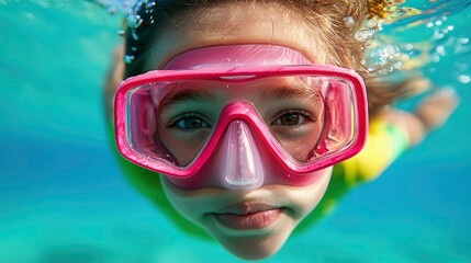 Fototapeta premium Young Lady Snorkeler, Underwater Adventure Begins
