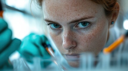 A dedicated scientist intensely focuses on their work in a laboratory, utilizing various instruments with precision to conduct important scientific research and experiments.