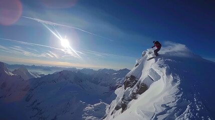 Freeride skier jumping.