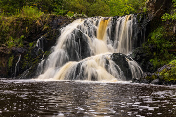 Fototapeta premium Interstate Falls - A scenic waterfall landscape on the border of Wisconsin and Michigan.