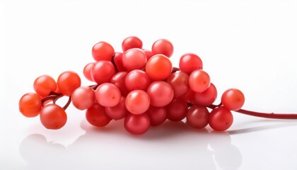 Crimson Bounty: A cluster of ripe, vibrant red grapes, glistening against a pristine white background.  