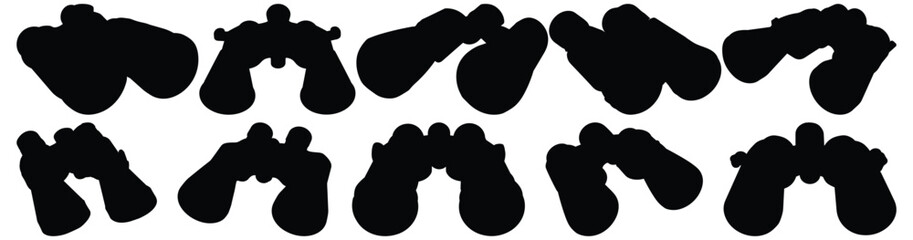 Binoculars silhouette set vector design big pack of optics illustration and icon