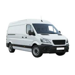 WhiteCargo Van on Isolated Transparent Background on  isolated transparent background