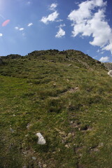 Walking in Spain, Pyrenees mountains in summer