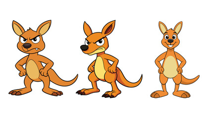 A kangaroo cartoon character design illustration set