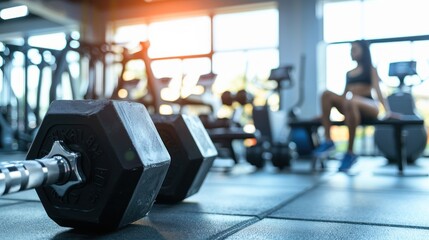 Close-up of Dumbbells in a Gym