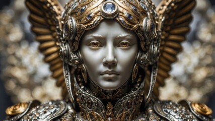 Obraz premium Angelic figure in radiant light, representing sacred grace and divine protection in the heavens