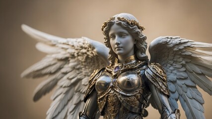 Fototapeta premium Celestial archangel in resplendent light, a beacon of hope and spiritual guidance