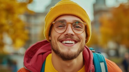 Smiling Traveler With Map, City Exploration, Joy In Every Step