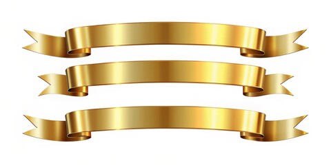 Gold banners ribbons label on white background, gold, banners, ribbons, label, white, shiny, decorative, elegant