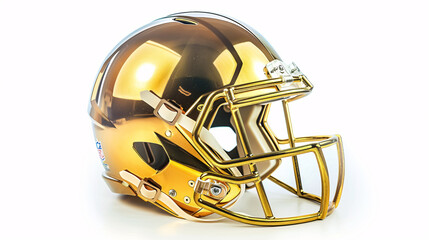 Fototapeta premium Gold football helmet isolated on a white background