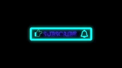 youtube subscribe foggy smoke effect glowing button on black screen, bell, like icon lower animation