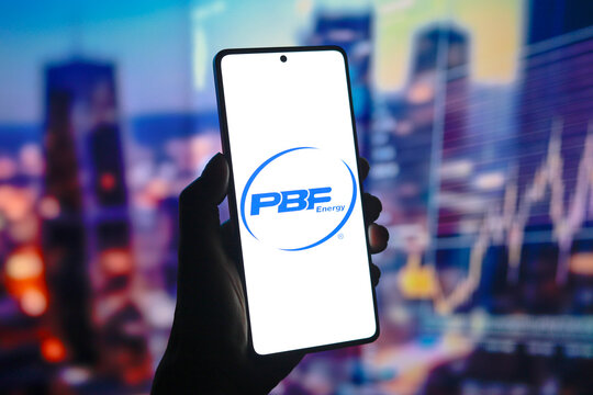 August 14, 2024, Paraguay. In this photo illustration, the PBF Energy Inc. logo is displayed on a smartphone screen.