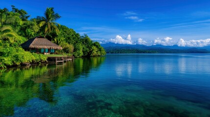 Fototapeta premium Bambuda Lodge, Solarte Island, Bocas Del Toro, Panama, Tropical Retreat