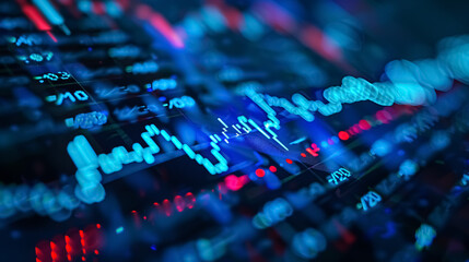 Graph stock market with rising lines and numbers.
