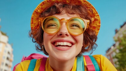 Cheerful Tourist With Map, Excitement Fills Her Heart