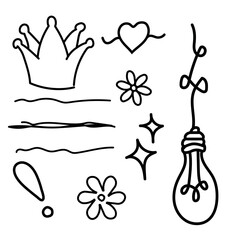 Hand drawn, handmade doodles on a white background - EPS Vector