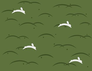 露芝にうさぎ（緑）