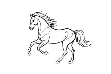 Rearing Horse Detailed Line Art Vector Illustration