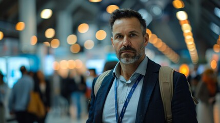 A company representative attending a local trade show to promote the brand