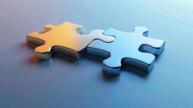 A joint venture visualized as a merging of two puzzle pieces