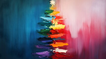 A Brushstroke Christmas Tree Painted With Festive Colors