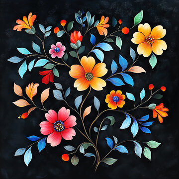 Traditional hand painted tole design for a canal boat or a narrow boat.